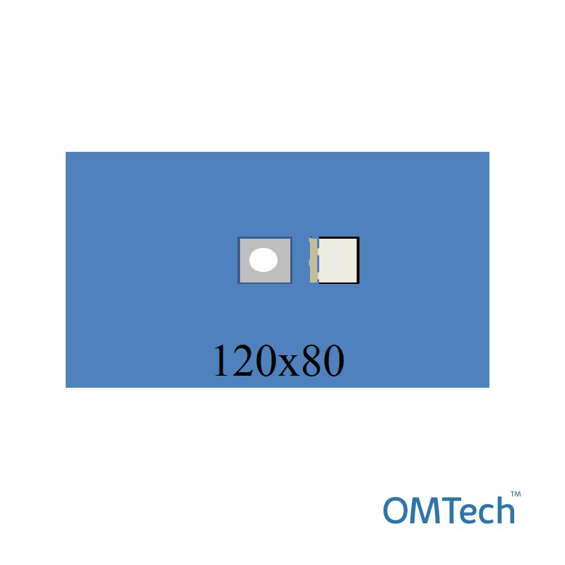 Покриття операційне OMTech™ для офтальмології №8 120см х 80см з адгез. опер. отвором 7 см з опер. плівкою та мішком (ламінований спанбонд - 45 г/м2)
